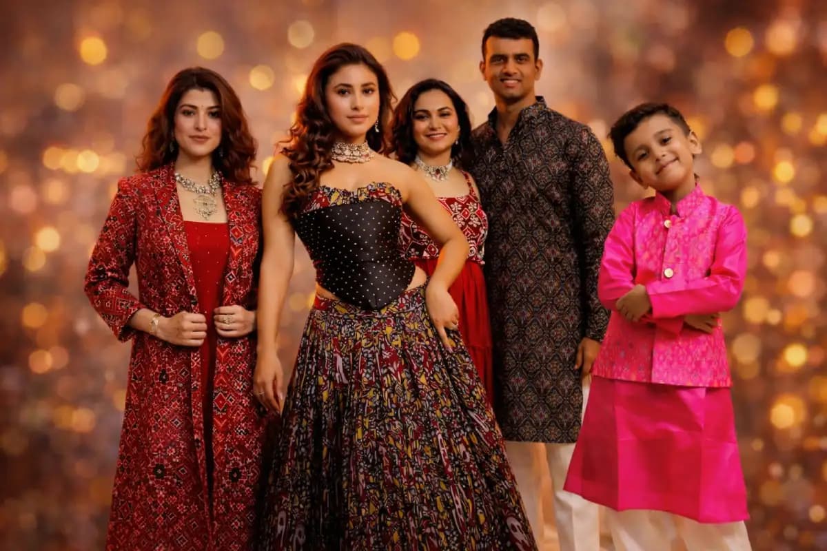 Contemporary Patola outfits blending tradition and modern fashion.